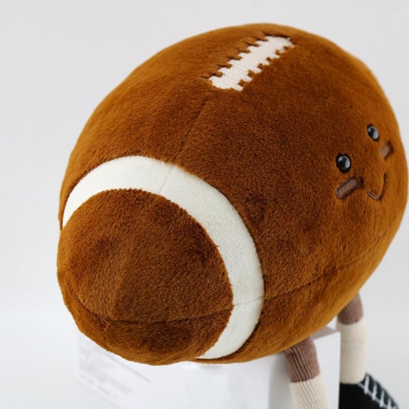Lindos juguetes de peluche de fútbol de 12 pulgadas, almohada deportiva de peluche suave, regalo para cumpleaños de niños y decoración de Navidad (rugby) 4