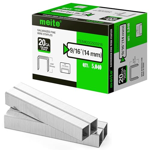 Meite 20ga galvanized upholstery staples, 1/2" crown, 9/16" length (5 boxes)