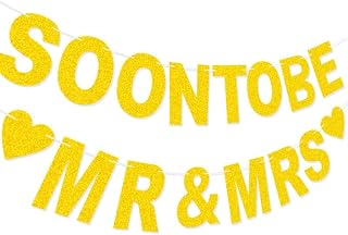 Hongkai Soon BE MR MRS Banner Bachelor Party Pull Flag Wedding Party Glitter Powder Letter Pull Flower Decorations Supplies Favor