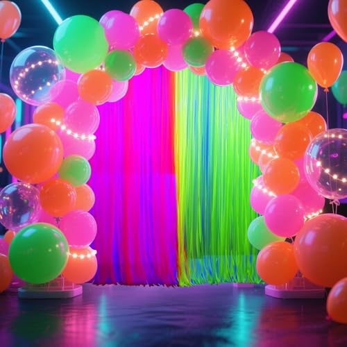 2 cortinas fluorescentes para fiestas 3.3x6.6 ft pack 2 miniatura 5