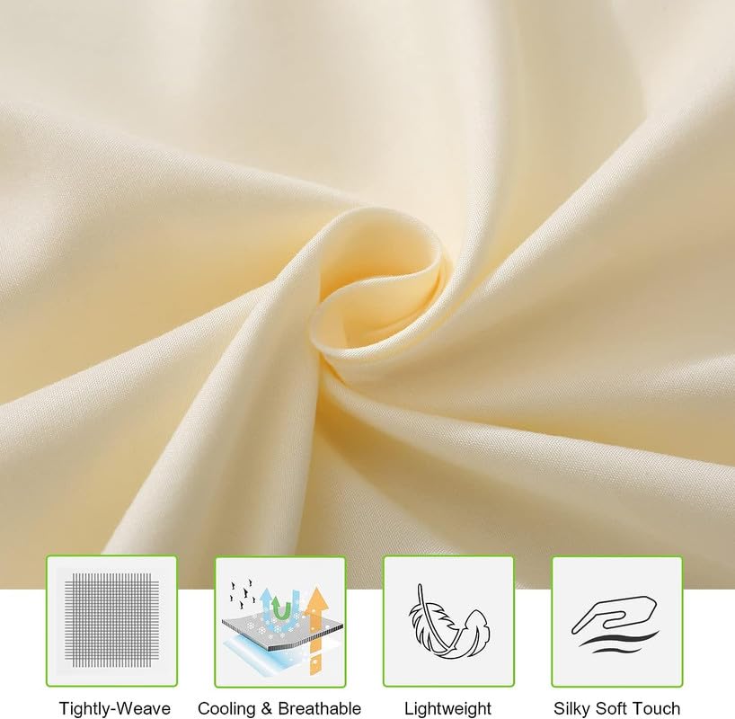Image of CULTIVER Bedsheet for Double Bed, Solid Colour King Size with 2 Pillow Covers, Queen Plain Colour Bedsheet Ultra Soft Brushed Micro Fabric Shrink & Fade Resistant (90x100 Inches, Beige Color)