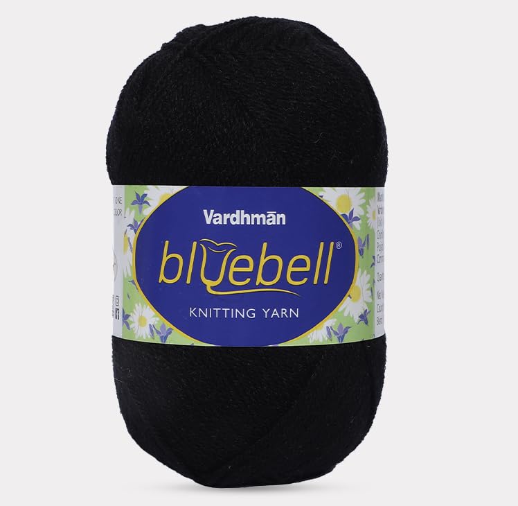 Vardhman Bluebell Wool Ball (1 Ball, 100 GM Each) Hand Knitting Art Craft Soft Fingering Crochet Hook Yarn (Black Shade no-33, 100 gram)-picture-34