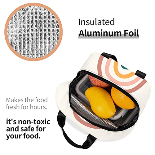 Ucsaxue Boho Rainbow Lunch Bag Small Insulated Lunch Box With Front Pocket Aesthetic Lunch Bags Freezable Bento Box Women Men Lunch Boxes #TOP5