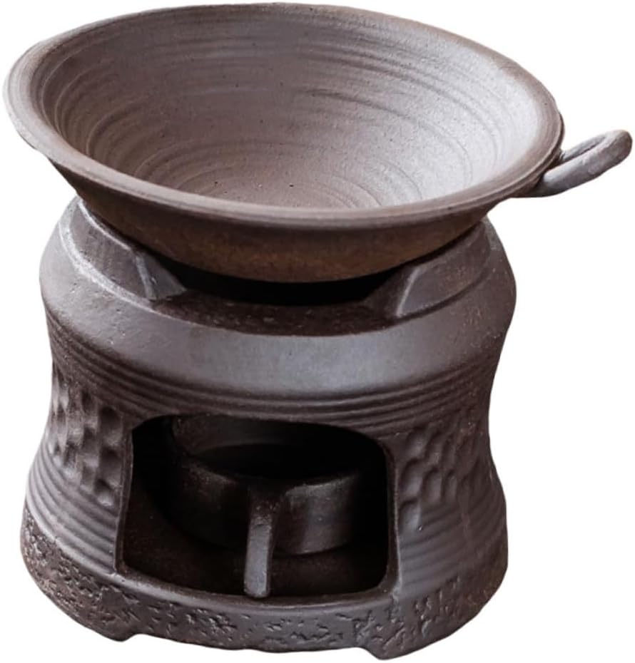 VICASKY Ceramic Teapot Warmer Brown Candle Holder Tea Heating Base Pedestal Elegant Tea Tray for Home and Office Use