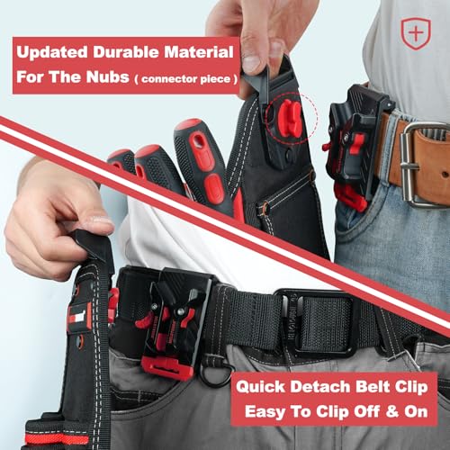 Image of MELOTOUGH Small Electrician Tool Pouch Nail Screw Work Pocuh Tool Belt Pouch with Belt Clip Attachment Tradesman Tool Bag Pouch with Hammer Loop Electrician Tool Holster