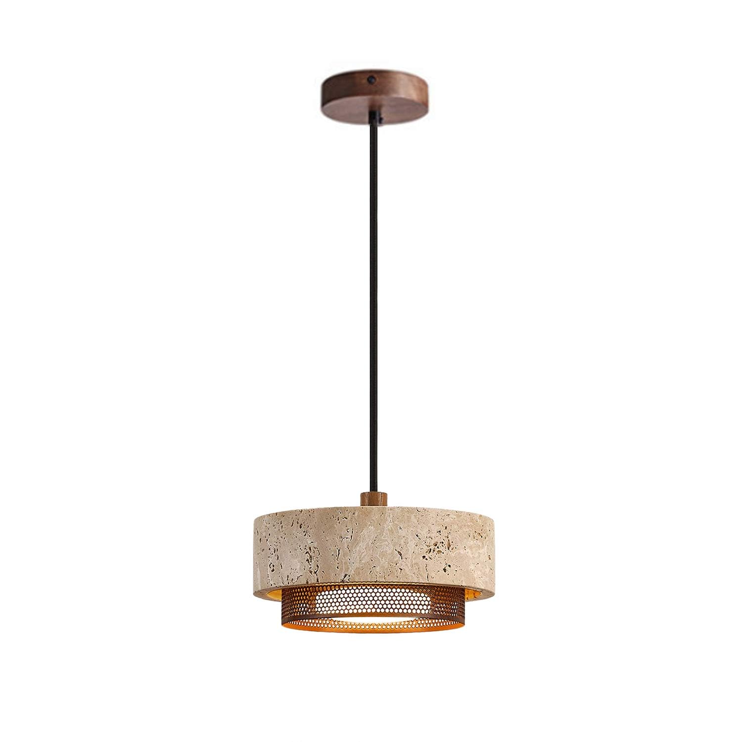 USMJQVZ Wabi Sabi Yellow Travertine Pendant Lights Kitchen Island, Modern Cave Tone and Metal Pendant Lighting, Adjustable Pendant Lights Fixtures for Dinning Room Bedroom