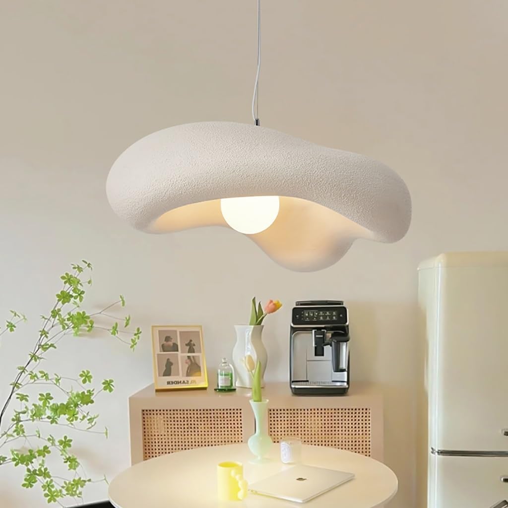 MyLjp Wabi Sabi Style Pendant Lights Polystyrene Floral Pendant Lamp Vintage Restaurant Chandelier E27 Nordic Style Kitchen Dining Room Living Room Pendant Light(Beige,40CM)