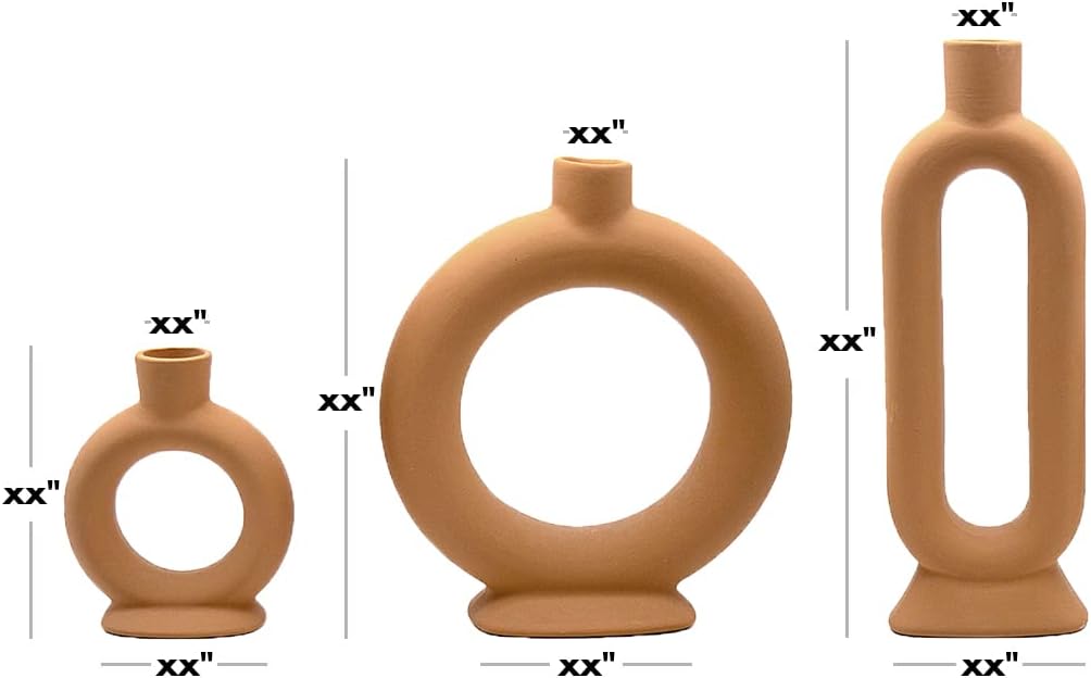 Koyal Wholesale Ceramic Abstract Taper Candle Holders for Candlesticks, Set of 3 - Matte Terracotta
