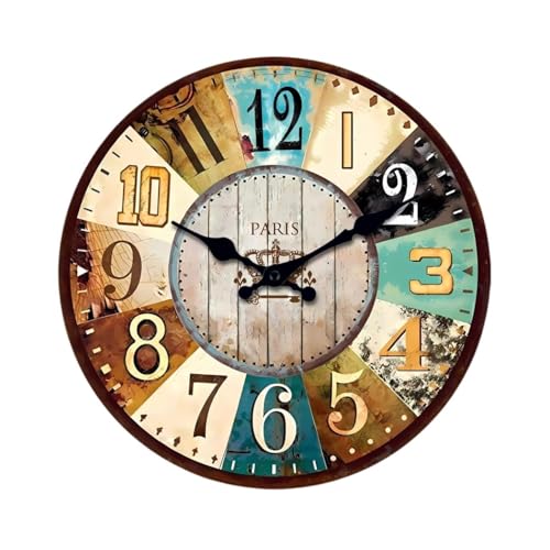 Horloge murale rétro en bois méditerranéen salon 35cm - 2