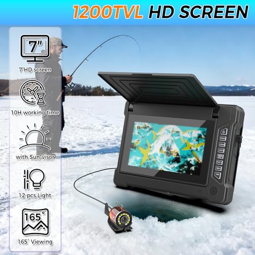 Image of Underwater Fishing Camera 5 inch LCD Monitor Portable Fish Camera with Light Waterproof IP68 for Ice Fishing, Lake Sea Boat Kayak Fishing