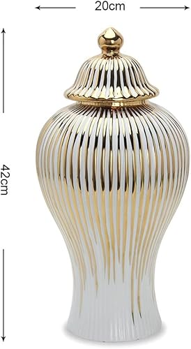 Miniatura 6 de BRAGUE Jarrones de cerámica galvanizados con borde de oro, jarrones para decoración del hogar, decoración de manualidades, decoración de sala de