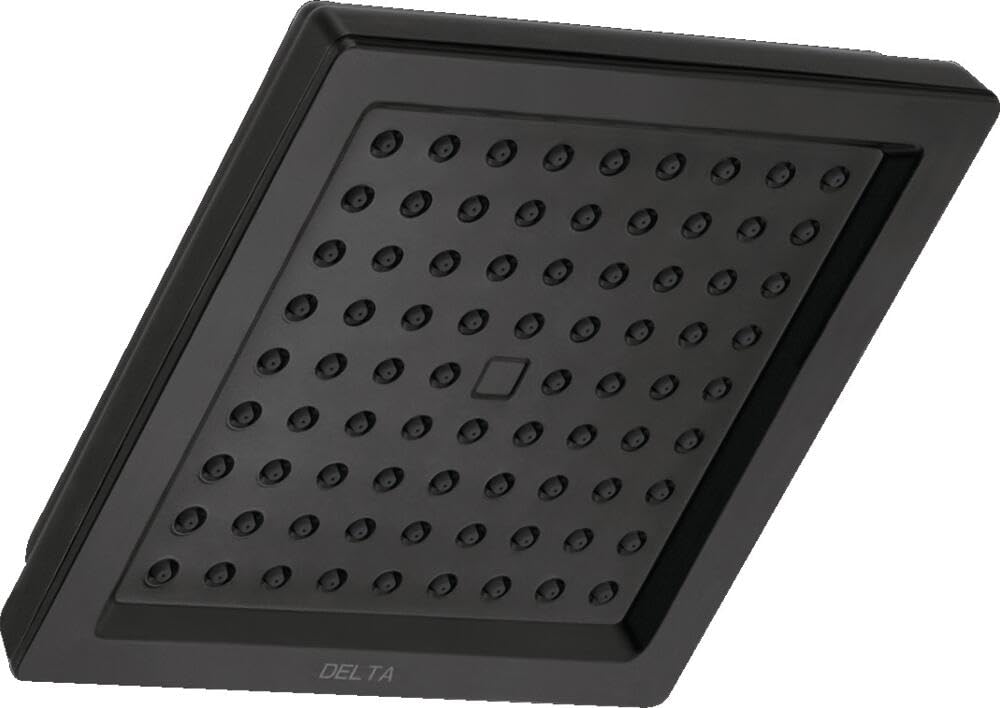 Delta Faucet Tek Sprey Mat Siyah Duş Başlığı, Duş Başlığı Siyah Kare Duş Başlığı, Siyah Duş Başlığı, Mat Siyah RP62283BL
