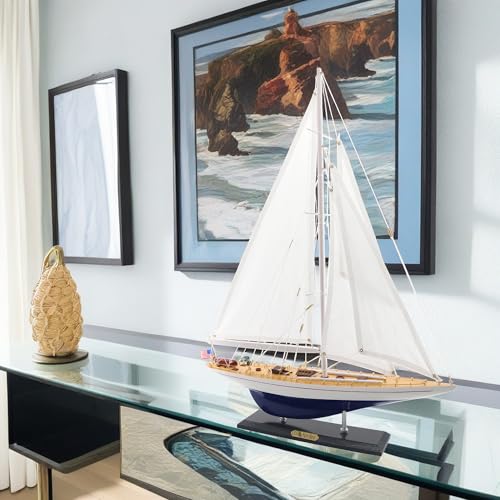 NAUTIMALL Wooden Sailing Boat Sailboat Yacht Model 28" Endeavour Enterprise Scale Replica Nautical Decor Corporate Personalized Gift (Enterprise 28inch) - Thumbnail 6