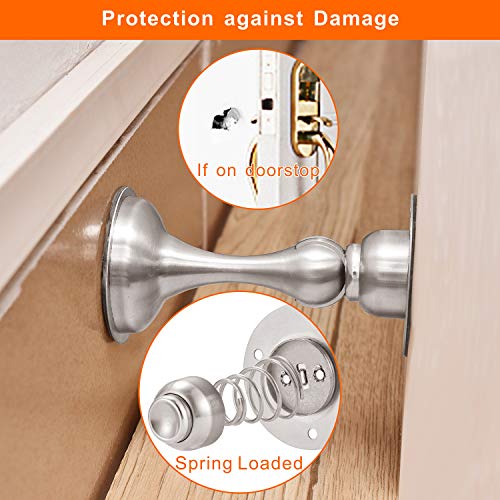 Magnetic Door Stop Brushed Nickel Magnetic Door Stopper Magnet Door Stops With Double-Sided Adhesive Tape No Drilling Wall Mount Door Stop For Keep Your Door Open 4 Pack #TOP2