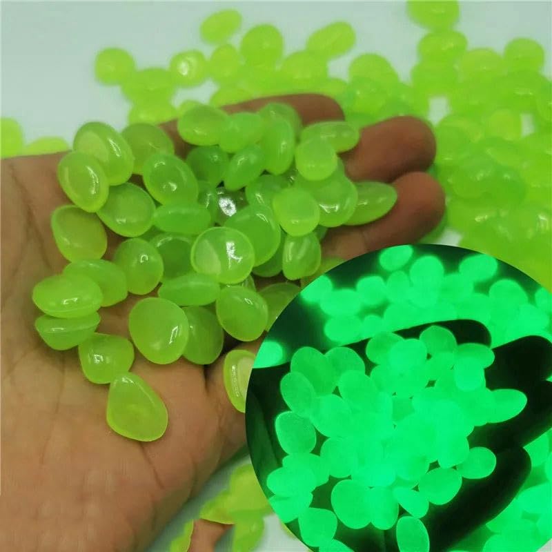 300/500Pcs Garden Decoration Pebbles Luminous Stone Glow In Dark Decorative Pebbles Outdoor Fish Tank Aquarium Decoration-500pcs-YX fruit green