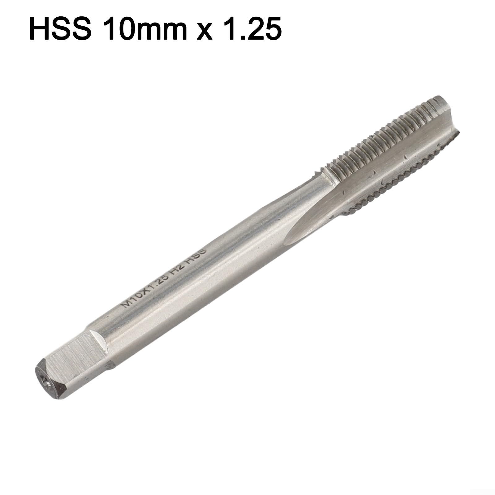 Maschio filettato metrico sinistro M10 x 1,25 mm, per strumento di maschiatura manuale in acciaio HSS ad alta velocità, lunga durata, lunghezza 80 mm, accessorio per la lavorazione dei