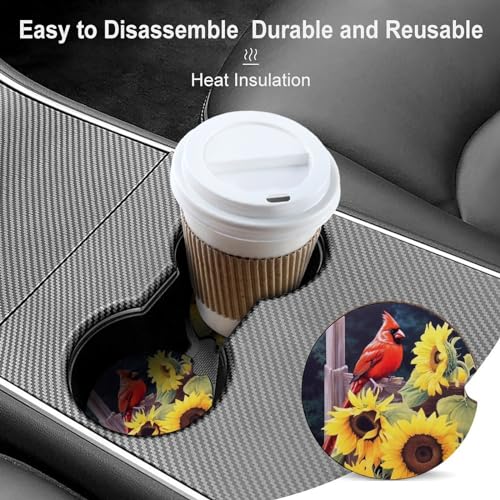4PCS Portavasos para Auto con Diseño Girasol Rojo miniatura 4