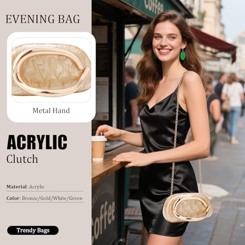 YYW Acrylic Clutch Purses for Women Wedding : Multicolor Evening Crossbody Bag Marbling Handbags with Detachable Chain3