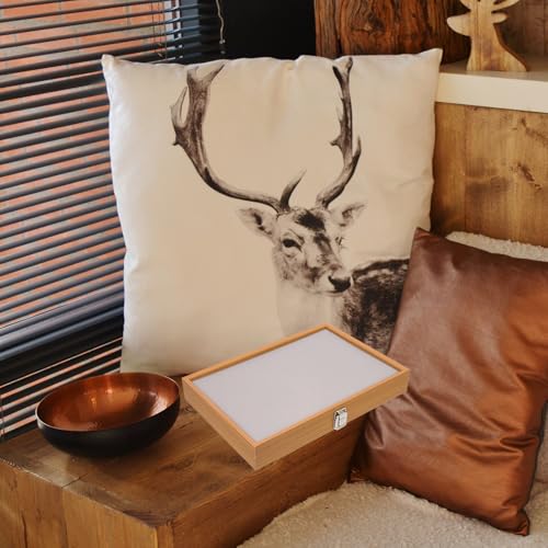 Exposition de souvenirs boîte rangement bijoux médailles épingles en bois - 8