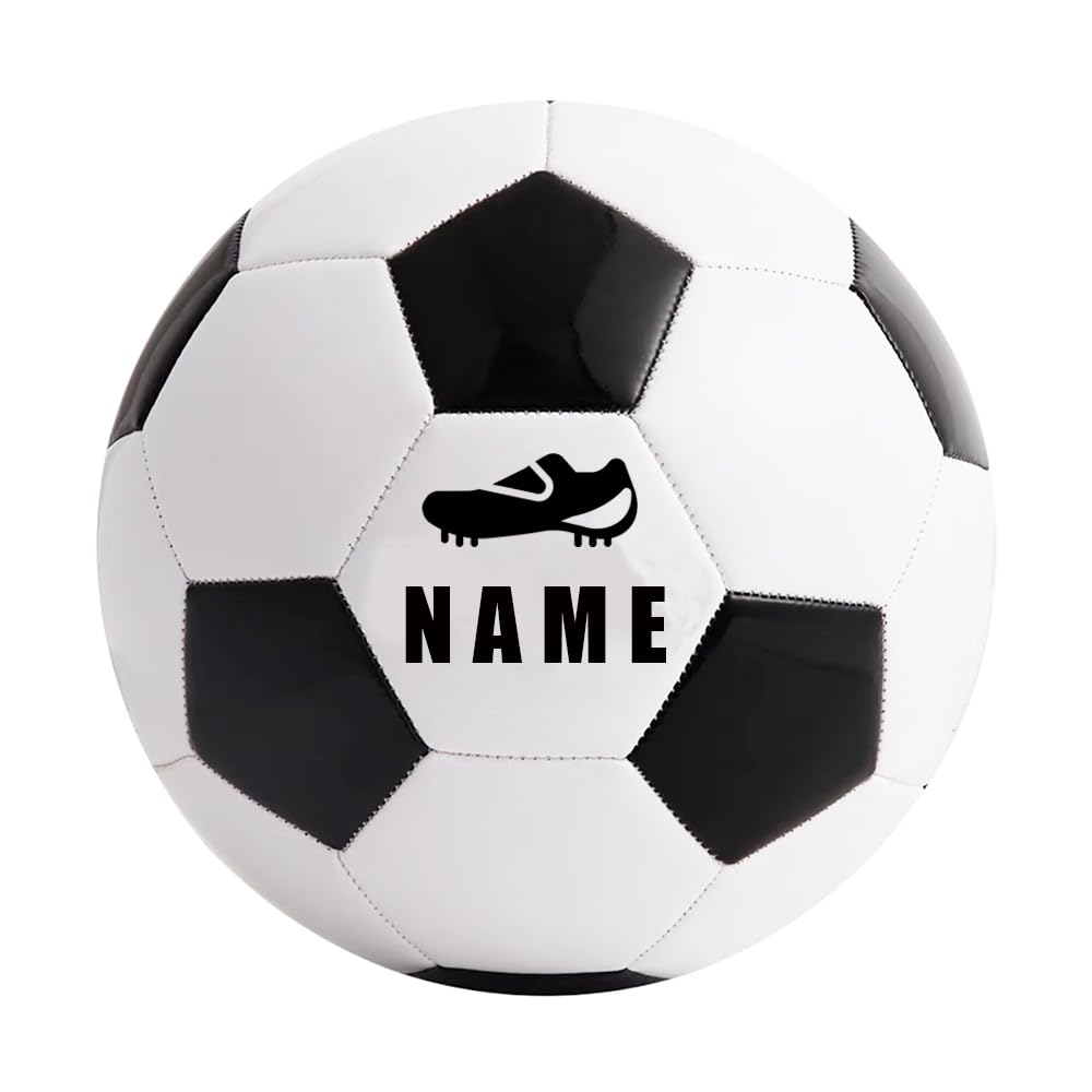 personalisiert Fußball mit Namen Bedruckt-Schwarz/Weiß,Größe 5,Fußballgeschenke, personalisierte Geschenke