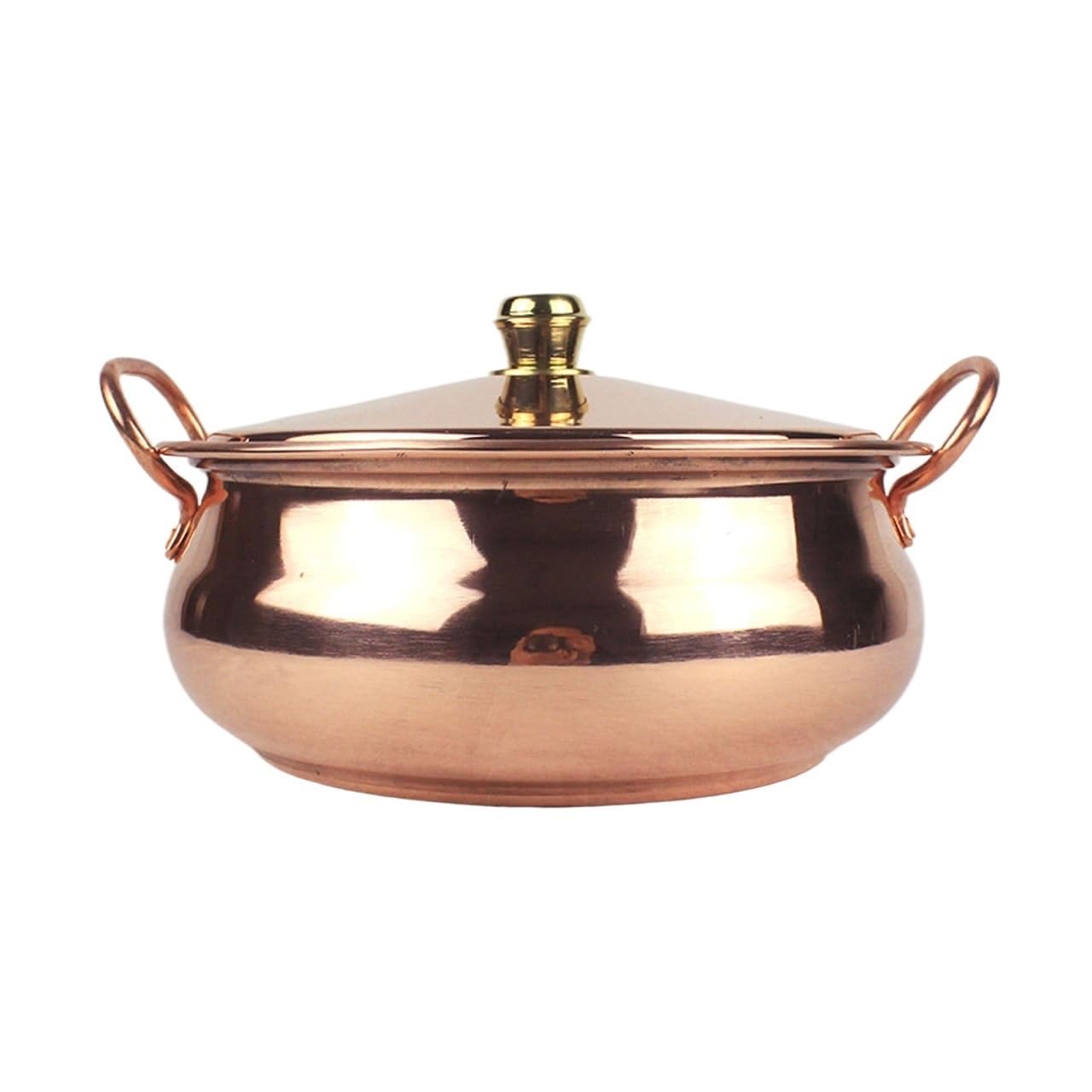 XYUERU Pure copper pot copper soup pot cooking pot copper cookware handmade Shabu Shabu pot hot for home, restaurant part, for induction cooktop gas stove(2.5L)