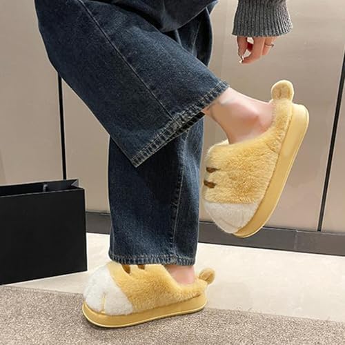 Cat Paw Slippers for Women,Cat Feet Slippers,Cat Foot Slippers,Indoor Outdoor Cute Funny Warm Cozy Fuzzy Winter House Shoes (Khaki,42-43)4