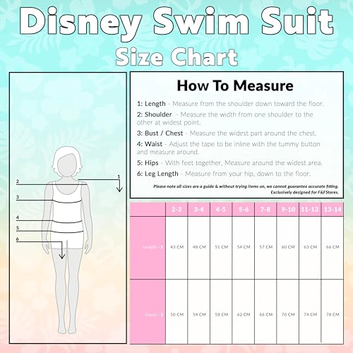 Image of Disney Girls One Piece Swimming Costume, Comfortable Stretchy Swimsuit - Girls Gifts