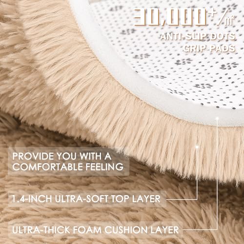 OLANLY Area Rugs for Living Room Bedroom, Machine Washable 4x5.9 ft Soft Fluffy Shaggy Bedside Rug, Indoor Floor Carpet for Kids Girls and Boys, Dorms, Nursery Rooms, Home Decor Aesthetic, Beige