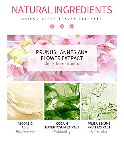 Miescher Sakura Face Wash,Cherry Blossom Cleanser Facial Skin Cleansing Foaming Repairing Acne Deep Cleansing Moisturizer For Dry Skin & Oily Skin Hydrating Lotion Foam Cleanser Balance Oil Water Daily Cleaning Skincare Products #TOP5