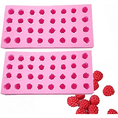 DUBENS 2 Pieces 3D Raspberry Silicone Fondant Mould Mulberry Mould Cake Sugar Craft Gum Paste Mould Silicone Berry Fondant Mould Cake Decorating Tool Cover