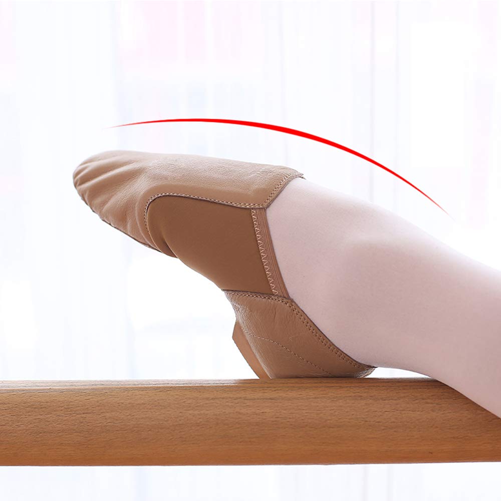 Chaussures de jazz en cuir souple avec semelle fendue pour femmes, hommes, garçons et filles
