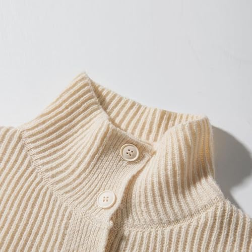 DGHM-JLMY Men's Retro Stand-Up Collar Kintted Coat Solid Color Casual Sweater Button Front Rib Knit Cardigan Sweaters3