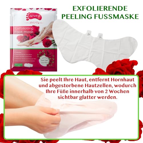 P-Beauty Mascarilla para Pies de Rosa | Exfoliación Intensiva para Pies | Calcetines Anti Callosidades | Renovación e Hidratación de la Piel | Elimina Callos y Grietas | 1 Par - imagen 4