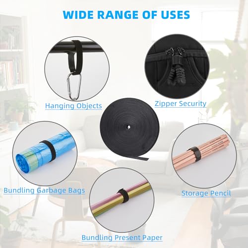 Image of 25 FT x 3 /4 inch Hook and Loop Roll, Reusable Fastening Cable Ties, Multi-Purpose Cable Management Wire Ties Cable Straps for Organizing Home, Office and Data Centers