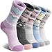 EBMORE Damen Merino Wollsocken Thermosocken Wandersocken Warmesocken Wintersocken Dick Wolle Sportsocken Arbeitssocken für Outdoor 5 Paar Geschenke(Nordisch,L)