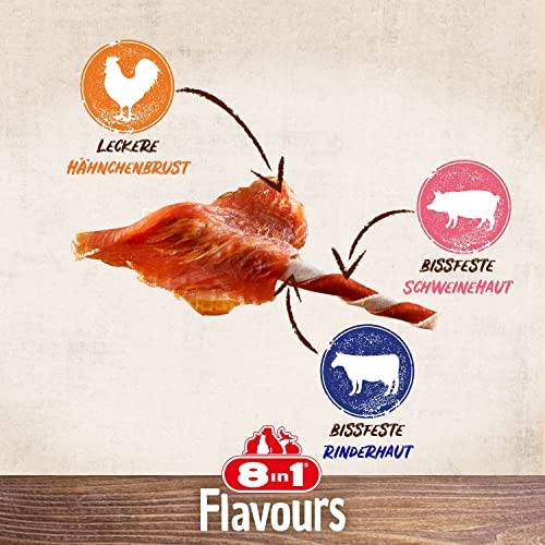 8in1 Triple Flavour Wings Kaustangen für Hunde - Kausnacks mit extra viel Fleisch, 113g Beutel (ca. 6 Stück)