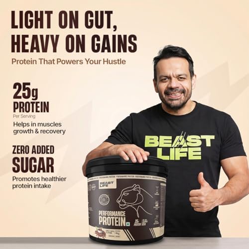 Image of BeastLife Performance Yeast Protein Powder | 25g Protein | Cold Coffee |NABL Lab Certified | High Absorption for Muscle Growth |Smooth & Light, Easy to Digest with Ultrasorb Tech|5.64g BCAA | Best For Gut | Beta Glucan | Improves Immune Function | 4 Kg