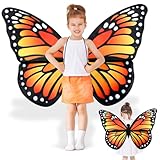 Large Monarch Butterfly Wings for Girls Costume Accessories Double Sided Butterfly Wings Costumes Fairy Dress Up Accessories for Kids Birthday Princess Cosplay Dress Up Party Halloween Photo Props