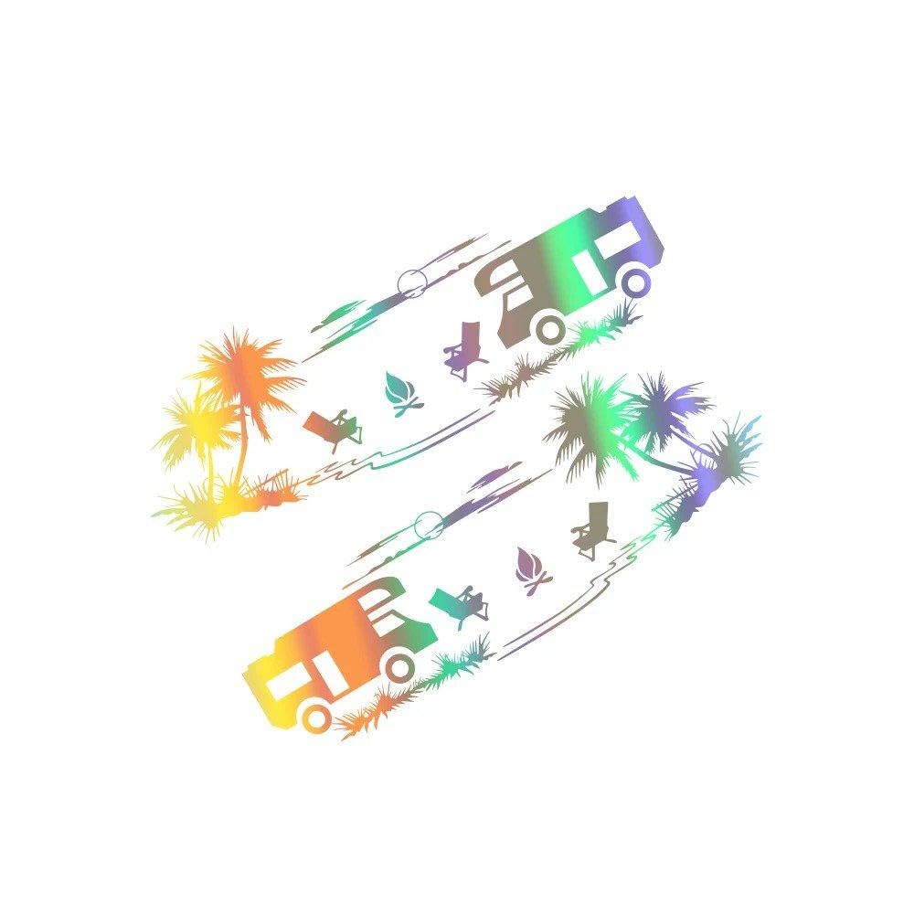 Dabhuoc Colorful Laser Car Stickers Camping Styling Decoration For Van Camper Rv Motorhome Caravan Cargo Vinyl Decor Decals(Colorful Laser)