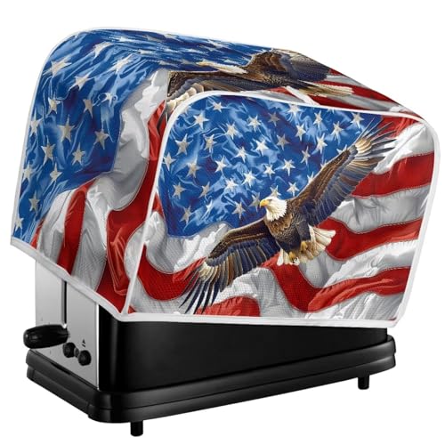Image of American Flag Eagle Toaster Cover Kitchen Bakeware Protector Fits for Most Standard 2 Slice Toasters July 4th Independence Memorial Day Decor