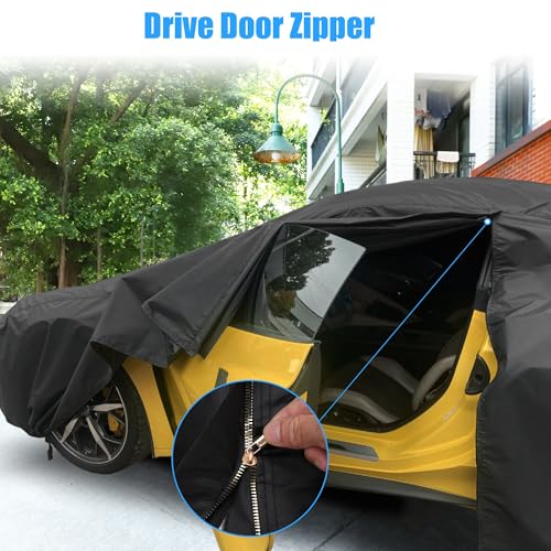 Image of uxcell for Fiat 500 2007-2022 Cover Waterproof Car Cover Outdoor Full Car Cover All Weather Protection Rain Sun Protection with Zipper Black