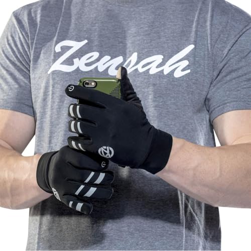 Zensah Luvas de corrida inteligentes com recurso de tela sensível ao toque, preta, média