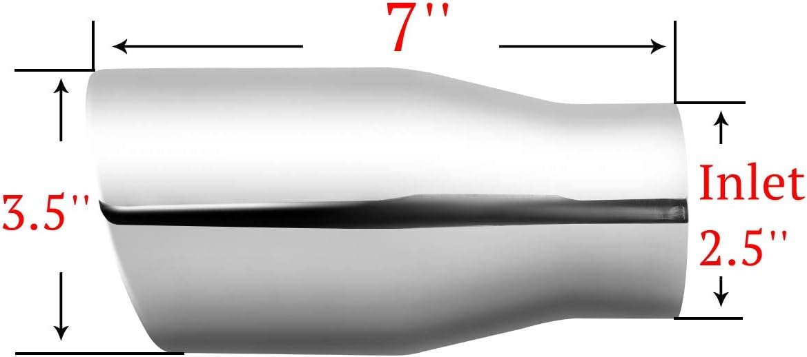 Pack of 2 Black Exhaust tip - 2.5" ID x 3.5" OD x 7"L -Double Wall Weld On Muffler Tail Pipe Stainless Steel Black Coated