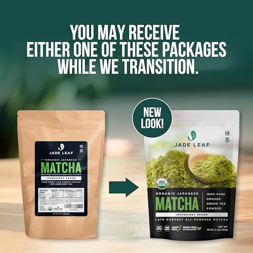 Image of Jade Leaf Matcha Organic Ingredient Grade Matcha Powder - Japanese Green Tea for Baking, Smoothies, Lattes, and Skin Care, 454g / 16 Ounce Bulk Pouch (Pack of 1)