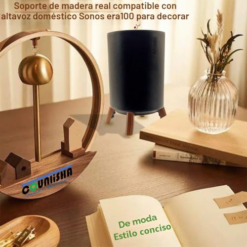 Trípode de madera real para Sonos Era 100 base premium de escritorio resistente 6