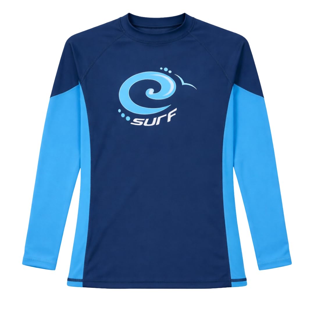 Kidz Swimmers Surf Boys Long Sleeve Sun Protection Rash Vest UPF 50+ Estate Blue & Malibu Blue (11-12 Years)