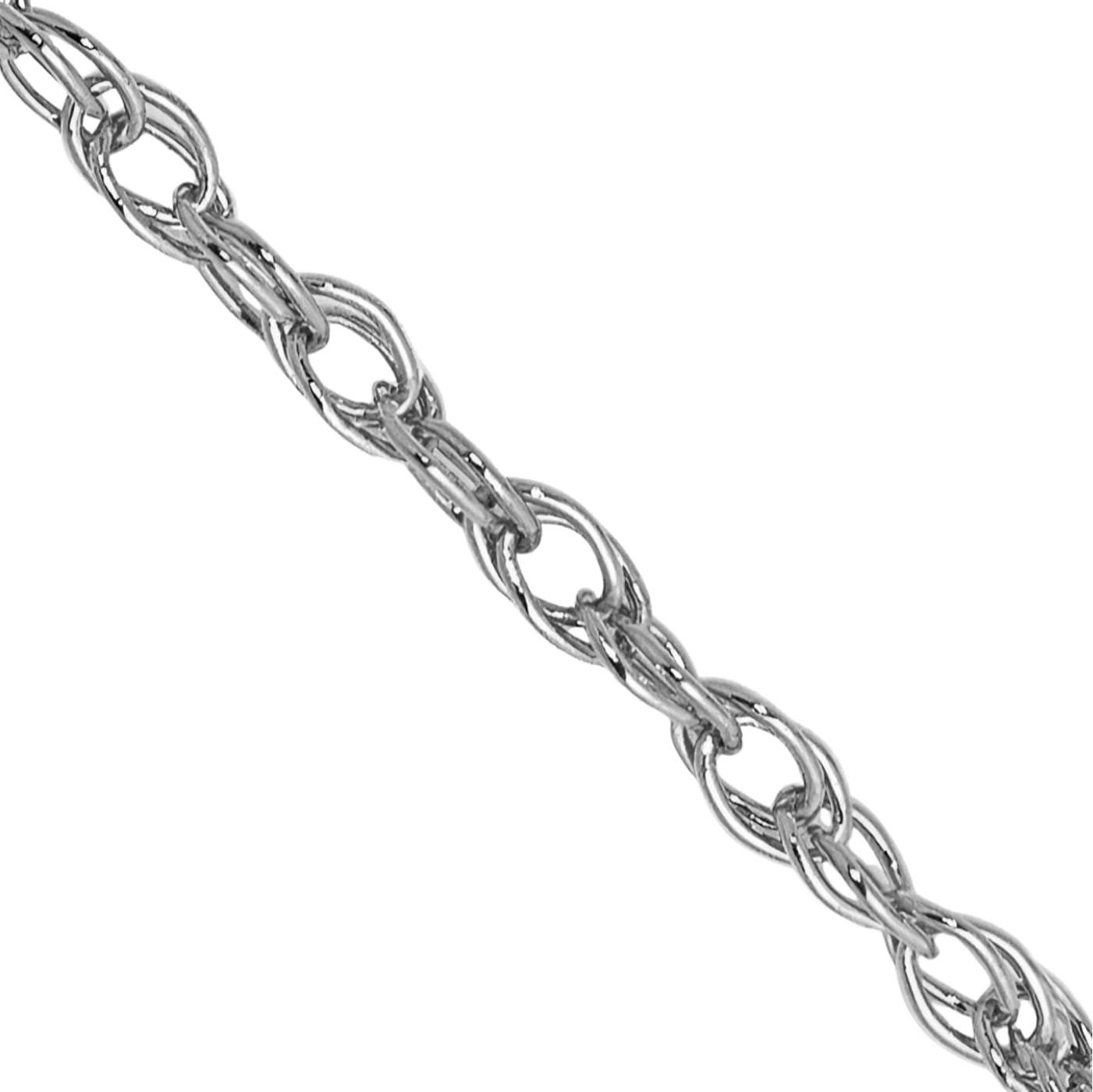 IceCarats 14K Solid White Gold 1.3mm Dainty Rope Chain Necklace Polished