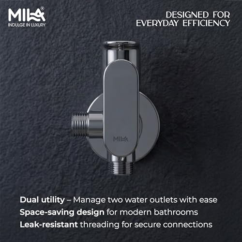 Image of Mila Bijou 2 in 1 Angle Valve with Wall Flange | Mirror Chrome Finish | Quarter Turn Cartridge | inch BSP Male Thread Inlet & Outlet | Durable, Leak-Proof, Multi-Purpose| 10-Year Warranty