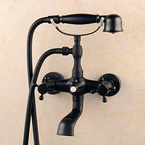 Robinet de baignoire noir et bronze avec douche effet téléphone mural