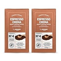 by Amazon Espresso Crema gemahlener Kaffee 500 g (2 x 250 g) - Mittlere Röstung Rainforest Alliance-Zertifizierung (Früher Marke Happy Belly)